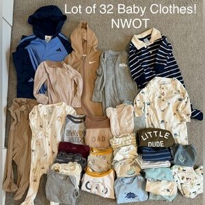 NWOT Lot of 32 Baby Clothes- Nike, Carter’s, Disney, Adidas,etc.